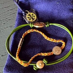Tory Burch Green and Gold Bracelet Duo